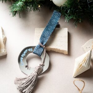 Κρίκος Γούρι Ρόδι | Χρυσό Ασημί Plexiglass (Μπλέ)