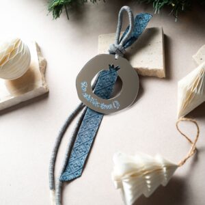 Κρεμαστό Γούρι Ρόδι | Χρυσό Ασημί Plexiglass (Μπλέ)