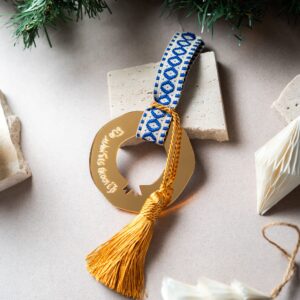 Κρίκος Γούρι Ρόδι | Χρυσό Καθρέπτη Plexiglass