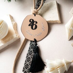 Κρεμαστό Γούρι Φράση με Φούντα | Μπρονζέ Καθρέπτη Plexiglass