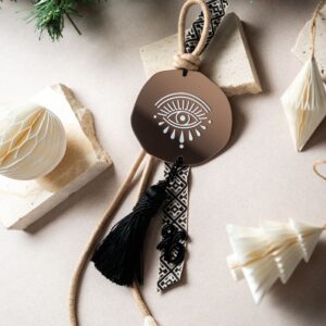 Κρεμαστό Γούρι Μάτι με Φούντα | Μπρονζέ Καθρέπτη Plexiglass