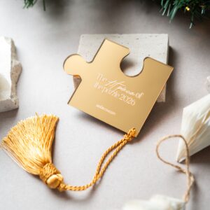 Γούρι Logo Κομμάτι Puzzle | Χρυσό Καθρέπτη Plexiglass