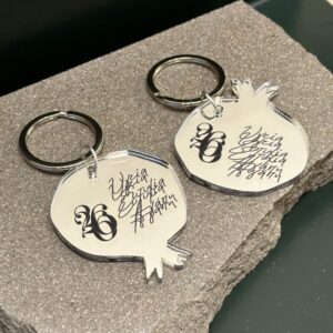 Μπρελόκ Γούρι Ρόδι Ασημί Καθρέπτη Plexiglass (Μαύρο) | Σετ 2τμχ