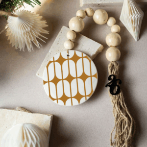 Κεραμικό Χειροποίητο Γούρι Μοτίβο Κίτρινο