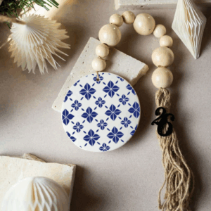 Κεραμικό Χειροποίητο Γούρι Μπλέ Λουλούδια