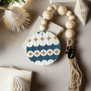 Κεραμικό Χειροποίητο Γούρι Μοτίβο Μπλε Χρυσό